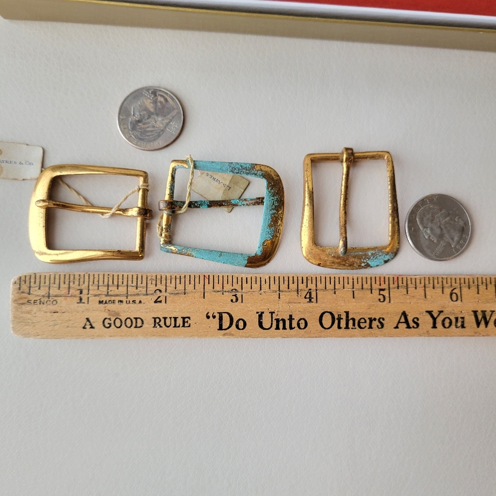 Bronze Buckle Trio ~ L.S. Ayres & Co. Vintage Antique? ~ Original Tag ~ *NOTE - Picture 9 of 16